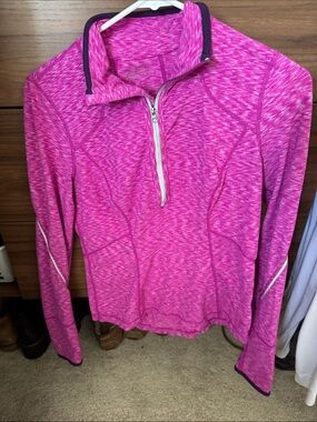 Zella Hot Pink Heathered Quarter-Zip Pullover